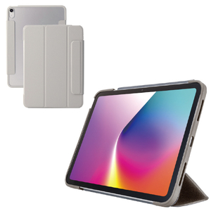 エレコム 11インチiPad Air(M3/M2) iPad Air (第5世代 2022年モデル) iPad Air (第4世代 2020年モデル)用 フラップケース 薄型軽量 カラーエッジ 背面クリア グレージュ TB-A25MWVFCGB-イメージ2