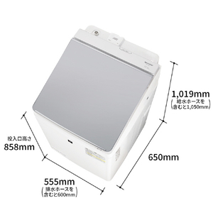 SHARP 11kgタテ型洗濯乾燥機 シルバー系 ES-PT11L-S-イメージ2