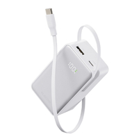 エレコム 巻き取り式ケーブル一体型モバイルバッテリー(10000mAh/45W) ホワイト DE-C81L-10000WH