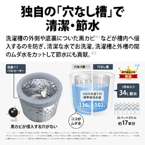 SHARP 10kgインバーター全自動洗濯機 ホワイト系 ES-GV10L-W-イメージ7