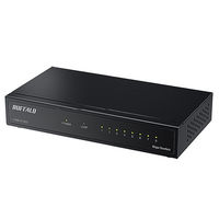 BUFFALO Giga 8ポート スイッチングハブ 電源外付け 金属筐体 マグネット付属 ブラック LSW8-GT-8ES/BK