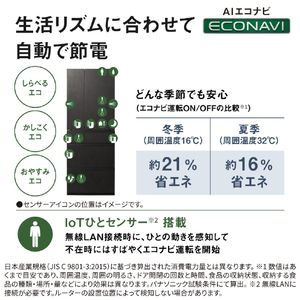 パナソニック 【フレンチドア】551L 6ドア冷凍冷蔵庫 ストーンブラック NR-F55WX3-K-イメージ13