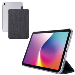 エレコム iPad mini(A17 Pro)用フラップケース 薄型軽量 ファブリック 背面クリア ブラック TB-A25SWVCBK-イメージ2