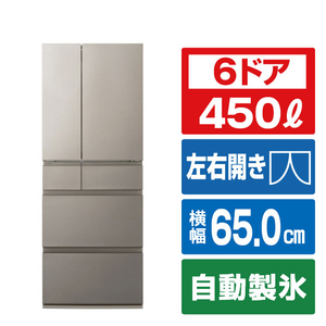パナソニック 【フレンチドア】450L 6ドア冷凍冷蔵庫 ヘアラインシャンパン NR-F45HY3-N-イメージ1
