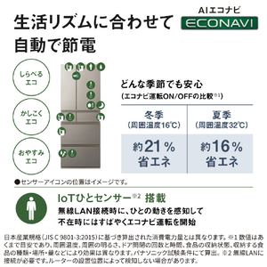 パナソニック 【フレンチドア】450L 6ドア冷凍冷蔵庫 ヘアラインシャンパン NR-F45HY3-N-イメージ13