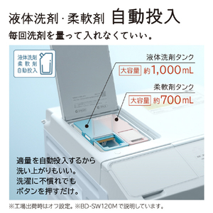 日立 【左開き】12．0kgドラム式洗濯乾燥機 ホワイト BD-SW120ML W-イメージ14
