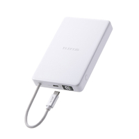 エレコム ケーブル一体型 半固体モバイルバッテリー(10000mAh/30W) ホワイト DE-C84-10000WH