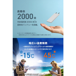 エレコム ケーブル一体型 半固体モバイルバッテリー(10000mAh/30W) ホワイト DE-C84-10000WH-イメージ9