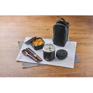 サーモス 真空断熱スープランチセット 400ml/400ml ブラック JEE-801BK-イメージ3