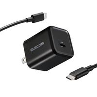 エレコム USB Power Delivery 45W AC充電器(C-Cケーブル付属/1．5m) ブラック ACDC-PD12345BK