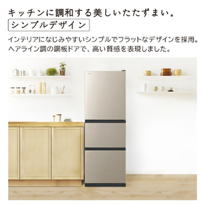 日立 【右開き】265L 3ドア冷蔵庫 ライトゴールド R27XN-イメージ3