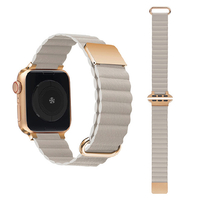 GAACAL Apple Watch Series 1-8/SE1-2/ULTRA(42/44/45/49mm)用マグネット式PUレザーバンド ライトグレー W00186LGB
