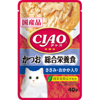 いなばペットフード CIAO パウチ 総合栄養食 かつお ささみ・おかか入り 40g CIAOﾊﾟｳﾁｿｳｺﾞｳｶﾂｵｻｻﾐｵｶｶ40G