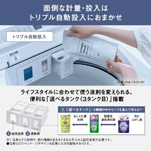 パナソニック 12キロ全自動洗濯機 ホワイト NA-FA12V6-W-イメージ8