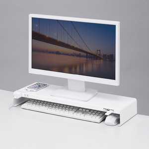 サンワサプライ 電源タップ+USBポート付き机上ラック(W600×D200) ホワイト MR-LC202WN-イメージ2