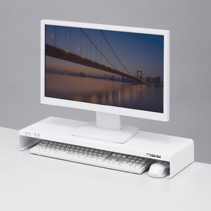 サンワサプライ 電源タップ+USBポート付き机上ラック(W600×D200) ホワイト MR-LC202WN-イメージ3
