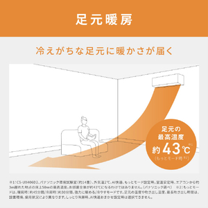 パナソニック 「工事代金別」 23畳 フィルター自動清掃 省エネハイパワーエアコン フル暖（暖房強化） Eolia(エオリア) UXシリーズ CS-UX716D2-WS-イメージ19
