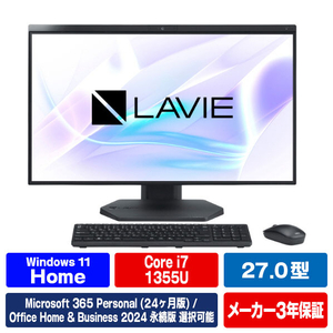 NEC 27型高性能デスクトップ e angle select LAVIE A27 ファインブラック PC-A2795LAB-E6B-イメージ1
