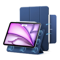 ESR iPad Air 13インチ(M4/M3/M2)/iPad Pro 12．9インチ(第6/5/4世代)用 REBOUND マグネット吸着式 Smart Folioケース ネイビーブルー ES28514