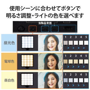 エレコム 動画撮影向けLEDライト 定常ライト ブラック DE-L05BK-イメージ4
