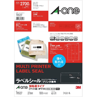 エーワン ラベルシール プリンタ兼用 強粘着タイプ マット紙・A4判 27面 四辺余白付角丸 ホワイト 78527