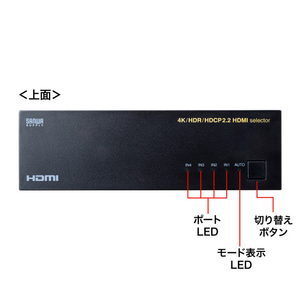 サンワサプライ 4K・HDR・HDCP2．2対応HDMI切替器(4入力・1出力) SW-HDR41LN-イメージ5