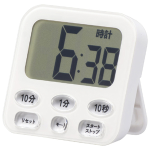 オーム電機 時計付き大画面デジタルタイマー ホワイト COK-T141-W-イメージ1