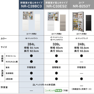 パナソニック 【右開き】284L 3ドア冷蔵庫 マットホワイト NR-C28BC3-W-イメージ15