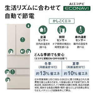 パナソニック 【フレンチドア】515L 6ドア冷蔵庫 マットライトベージュ NR-F52BR3-C-イメージ13