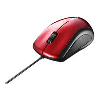 BUFFALO 有線レーザー式マウス 静音／3ボタン レッド BSMLU100RD