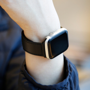EGARDEN Apple Watch 49/46/45/44/42mm用バンド GENUINE LEATHER STRAP ブラック EGD20591AW-イメージ3