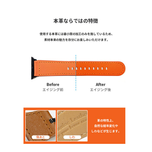 EGARDEN Apple Watch 49/46/45/44/42mm用バンド GENUINE LEATHER STRAP ブラック EGD20591AW-イメージ6
