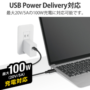 エレコム USB2．0ケーブル 2．0m(認証品、USB Type-C to USB Type-C) ブラック U2C-CC5PC20NBK-イメージ3