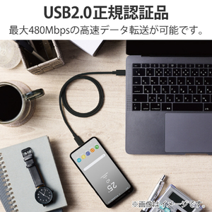 エレコム USB2．0ケーブル 2．0m(認証品、USB Type-C to USB Type-C) ブラック U2C-CC5PC20NBK-イメージ5