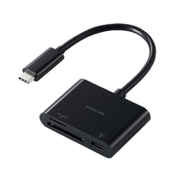 エレコム USB Type-C接続ケーブル付きメモリーカードリーダー(USB PD対応) ブラック MR3C-C20PBK