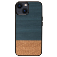 Man & Wood iPhone 14 Plus用天然木ケース Denim I23640I14M