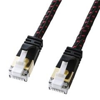 サンワサプライ つめ折れ防止カテゴリ7細径メッシュLANケーブル(5m) ブラック＆レッド KB-T7ME-05BKR