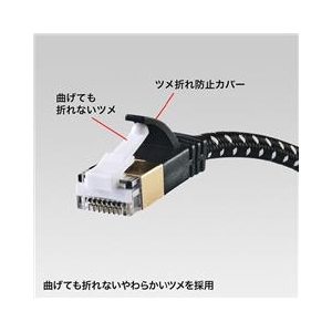 サンワサプライ つめ折れ防止カテゴリ7細径メッシュLANケーブル(5m) ブラック＆ホワイト KB-T7ME-05BKW-イメージ3