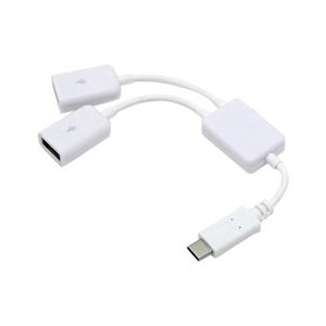 ルートアール USB2．0 Type-C OTGケーブル(2ポート・18cm) ホワイト RC-OTG2TCW-イメージ1