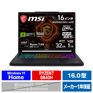 MSI ノートパソコン Crosshair-A16-HX-E8WFK-2719JP ブラック CROSSHAIRA16E8WF2719JP-イメージ1
