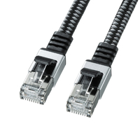 サンワサプライ カテゴリ6AメッシュフラットLANケーブル 2m ブラック&グレー KB-FL6AME-02BK