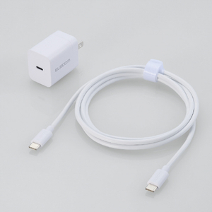 エレコム USB Power Delivery 20W AC充電器(C-Cケーブル付属/1．5m) ホワイト MPA-ACCP7120WH-イメージ1