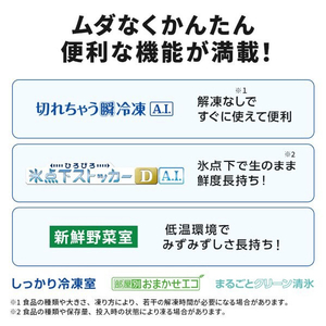 三菱 【フレンチドア】485L 6ドアノンフロン冷蔵庫 JMシリーズ 中だけひろびろ大容量 JMシリーズ シルクウッド MR-JM49N-W-イメージ6
