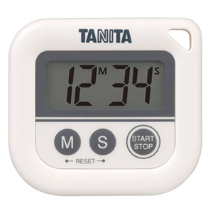 タニタ デジタルタイマー 丸洗いタイマー100分計 ホワイト TD-376N-WH-イメージ1