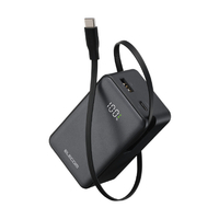 エレコム 巻き取り式ケーブル一体型モバイルバッテリー(10000mAh/35W) ブラック DE-C82L-10000BK