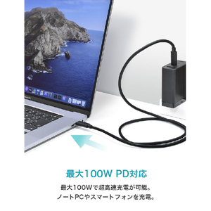 CIO PD 100W Type-C to Type-C ケーブル 1m ブラック CIO-CCPD100W-1-BK-イメージ7
