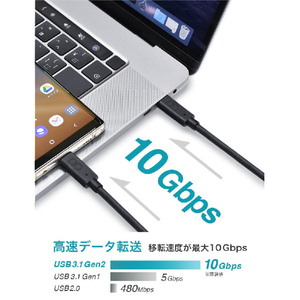 CIO PD 100W Type-C to Type-C ケーブル 1m ブラック CIO-CCPD100W-1-BK-イメージ8