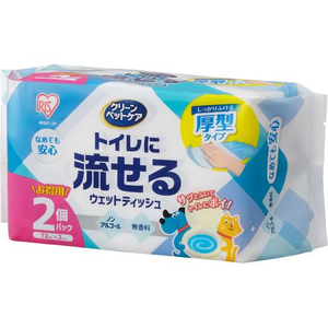 アイリスオーヤマ ペット用トイレに流せるウェットティッシュ 72枚×2個 FC677TB-NPWT-2P-イメージ1