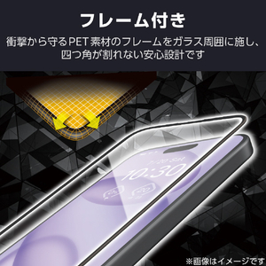 エレコム iPhone17e/16e用 ガラスフィルム フレーム付き 高透明 ブラック PM-A25SFLGF-イメージ6