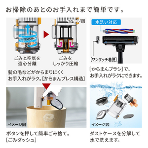 日立 コードレススティッククリーナー パワーブラシ ラクかるスティック ベージュ PV-BL3P C-イメージ10